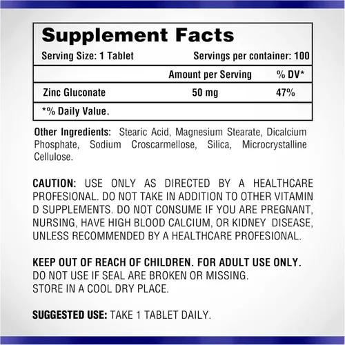 Miniatura 2 de Natural Systems Zinc Gluconate 50 mg - Apoya tu sistema inmunológico - Ayuda a la fuerza ósea y muscular - Minerales elementales para tu dieta