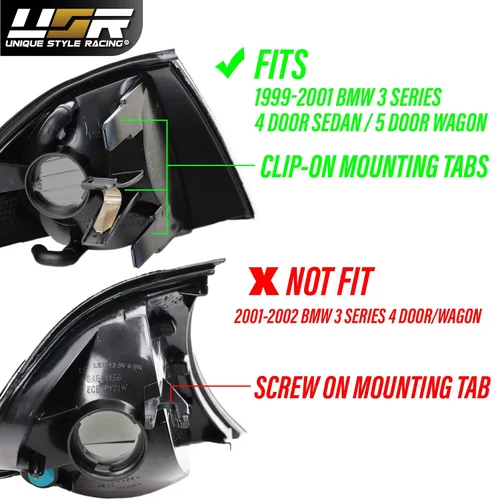 Miniatura 2 de DEPO 99-01 E46 4D - Juego de lámparas de señal de giro de esquina de color humo europeo (izquierda + derecha) compatible con BMW E46 1999-2001 Serie