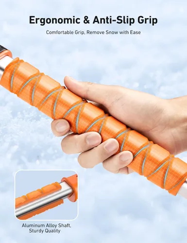 Miniatura 7 de AstroAI Raspadores de hielo de 39.37" para parabrisas de automóvil y cepillo de nieve con agarre de espuma y cabezal de cepillo giratorio de 360°