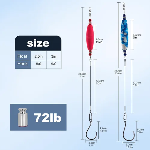 Miniatura 6 de Plataformas de flotador de bagre, bobbers de pesca, corchos, equipo de pesca para gato, combo de clavija de EVA, alta flotabilidad, ganchos Rojo