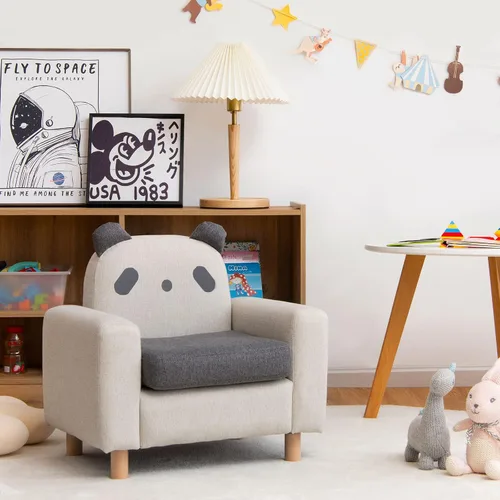 Miniatura 9 de Costzon Sofá para niños, sofá de dibujos animados para niños con marco de madera maciza, cojín grueso, sillón infantil para sala de juegos, jardín