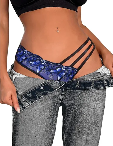 Miniatura 2 de Avidlove Bragas sexy para mujer, paquete de bragas de malla bordadas con mariposa