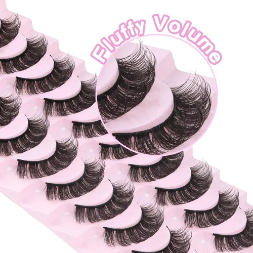 Miniatura 5 de Losha Pestañas postizas rusas rizadas DD a las que les gustan las extensiones de pestañas, paquete de 10 pares de pestañas postizas suaves (D03)