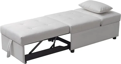 Miniatura 4 de Kings Brand Furniture - Otomana multifuncional, sofá cama, silla convertible, color blanco