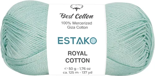 Miniatura 55 de Estako Algodón Royal, 100% hilo de algodón giza mercerizado, suave, súper fino 1 para ganchillo y tejer, 1.76 onzas (50g) / 137 yardas (125m)