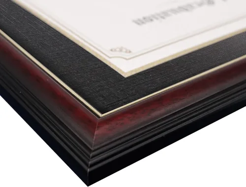 Miniatura 6 de GraduationMall Marco de diploma de certificado de 8.5 x 11, madera maciza y vidrio templado, acabado negro con ribete dorado