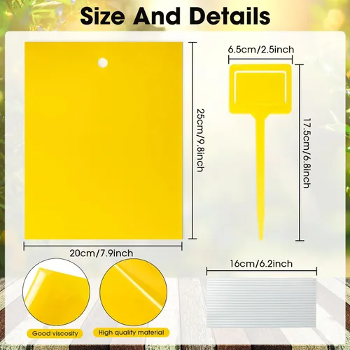 Miniatura 2 de Qualirey 200 trampas adhesivas amarillas de 7.87 x 9.84 pulgadas para mosquitos de plantas, trampas adhesivas de doble cara para moscas de la fruta