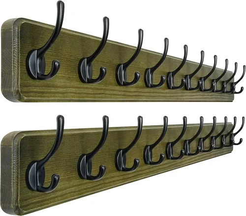 Miniatura 27 de Dseap Perchero de Pared: Moderno, Patentado, Resistente, 17.4" de Largo, Riel Colgador de Madera con 5 Ganchos Dobles para Abrigos de Invierno, Negro