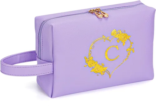 Bolsa de cosméticos de viaje, bolsa de maquillaje – Bolsa de maquillaje personalizada con inicial, impermeable, bolsa grande de maquillaje, regalos