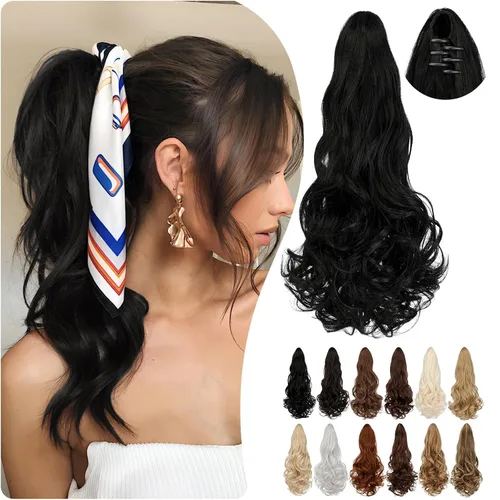 Miniatura 13 de Extensión de cola de caballo de 18 pulgadas, 20 pulgadas, larga, rizada, ondulada, recta, con clip, de aspecto natural, extensión de cabello