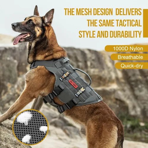 Miniatura 4 de OneTigris Arnés táctico para perros pequeños, arnés de perro pequeño sin tirones con asas, chaleco transpirable con sistema Molle para perros
