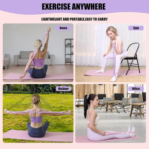 Miniatura 8 de Figure 8 Resistance Bands with Handles, Upgraded Silicone 8-Shaped Exercise Band for Women Arms Shoulder Back Legs Stretching Pilates Yoga