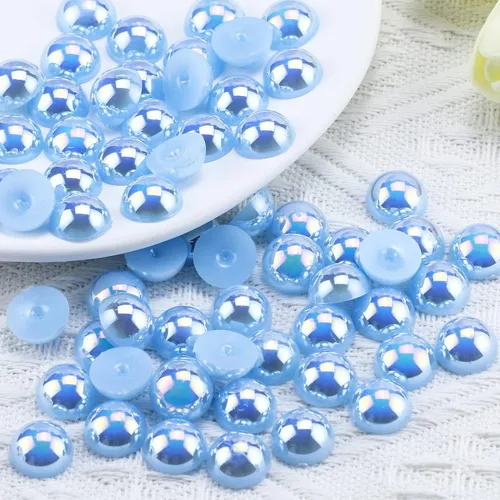 Miniatura 8 de 1500 PIEZAS 4mm Perlas Blancas de Media Parte Plana para Manualidades Joyería Álbum de Recortes Decoración de Uñas, Perlas de Parte Plana para Blanco