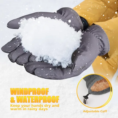 Miniatura 4 de ihuan Guantes de invierno impermeables a prueba de viento para hombre y mujer, guantes cálidos para clima frío, dedos con pantalla táctil