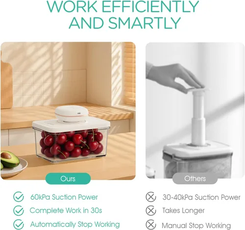 Miniatura 3 de Sellador al vacío de mano para alimentos con 3 recipientes de vacío, mini y sellador al vacío portátil para conservación de alimentos, recargable e