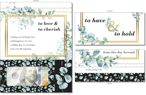 Miniatura 111 de Tarjeta de boda, con dos aperturas de tira para desgarrar, con ventana de plástico transparente que deja ver dinero, cheques o tarjetas de regalo