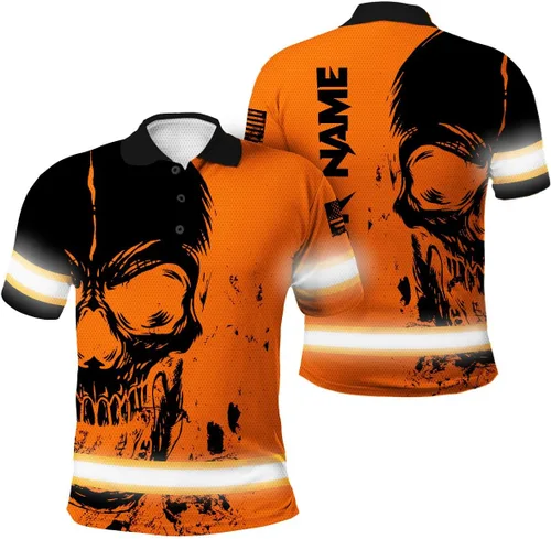 Miniatura 20 de Maddly Polo de alta visibilidad con diseño de calavera y bandera de Estados Unidos, ropa de trabajo patriótica con nombre personalizado para Polo 11