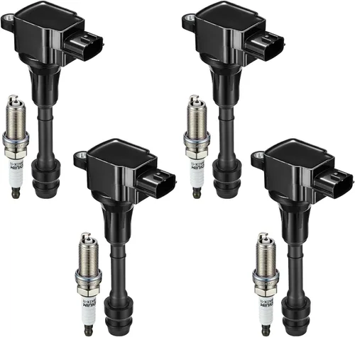 BDFHYK Paquete de Bobina de Encendido UF350 y Bujías de Iridio 4505 Compatibles con Nissan 2002-2006 Altima 2002-2006 Sentra L4 2.5L Juego de 4