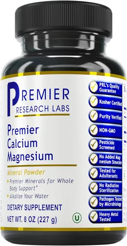 Premier Research Labs Polvo de calcio y magnesio – Polvo de calcio de coral natural para la salud ósea, mezcla con agua para equilibrio de pH