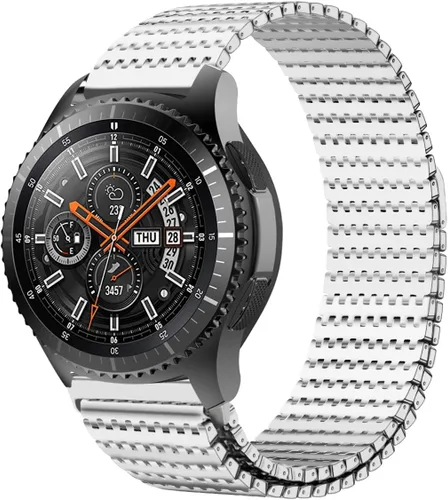 Compatible con Galaxy Watch 1.811 in/Galaxy Watch 3 1.772 in/Gear S3 Frontier Classic Band 0.866 in Acero inoxidable malla metálica Loop Correa