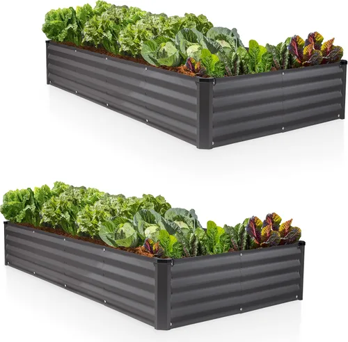 Miniatura 17 de Plant & Plot Camas de jardín elevadas galvanizadas para exteriores/ Jardinera elevada de 6 x 3 x 1 pie para jardinería, verduras, flores, caja