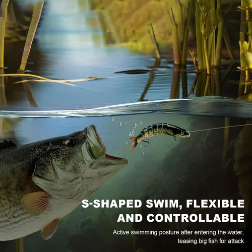 Miniatura 6 de ReeMoo Señuelos de pesca para lubina, señuelos de pesca de agua superior, cebos de natación multiarticulados, señuelos de lubina de natación