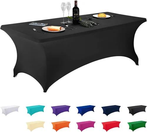 Miniatura 98 de LZY Cubierta de Mesa Elástica Ajustable de Spandex para Mesa Plegable de 6 pies, 4 pies o 8 pies, Mantel de Cóctel Rectangular, Perfecto para Champn