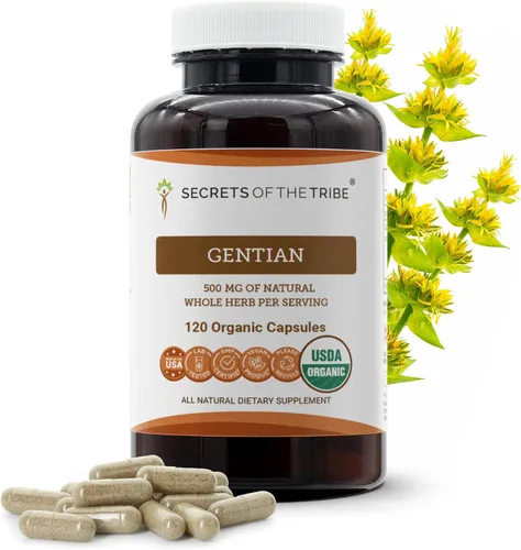 Miniatura 7 de Secrets of the Tribe Genciana 60 cápsulas, 1000 mg, USDA Organic Cultivado responsablemente Genciana (Gentiana Lutea) raíz seca (60 cápsulas)