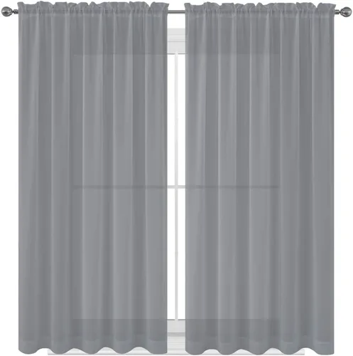 Miniatura 27 de WPM - Cortinas traslúcidas de gasa transparente con bolsillo para barra, 2 paneles de cortinas traslúcidas para dormitorio, cocina, sala de estar