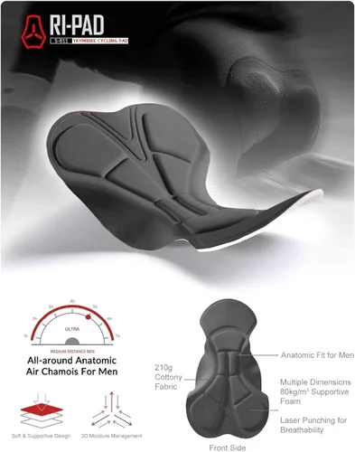 Miniatura 8 de YKYWBIKE Pantalones cortos acolchados para ciclismo de carretera para hombre con bolsillos antideslizantes en las piernas absorben el sudor
