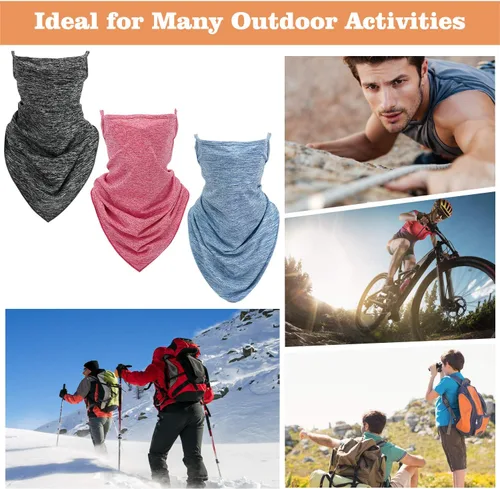 Miniatura 7 de MoKo Scarf Mask Bandana with Ear Loops 3 Pack, Neck Gaiter Balaclava with Filter Pocket UV Protection Mask