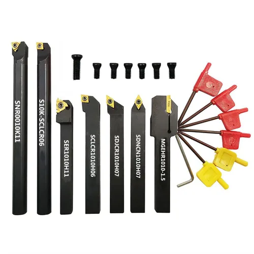 Juego de herramientas de torneado de torno de carburo indexable de vástago de 0.394 in de 3/8 "Herramientas de corte para torneado ranurado roscado