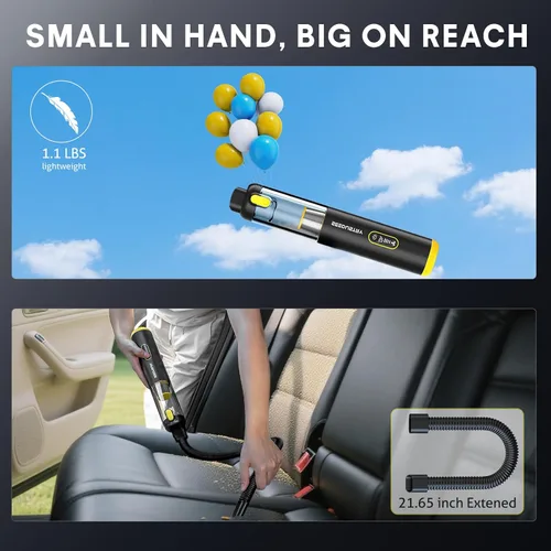 Miniatura 6 de SEEDUSTRY Aspiradora de Mano Portátil Inalámbrica para Automóvil, 6 en 1, mini aspiradora inalámbrica con motor sin escobillas y potente succión