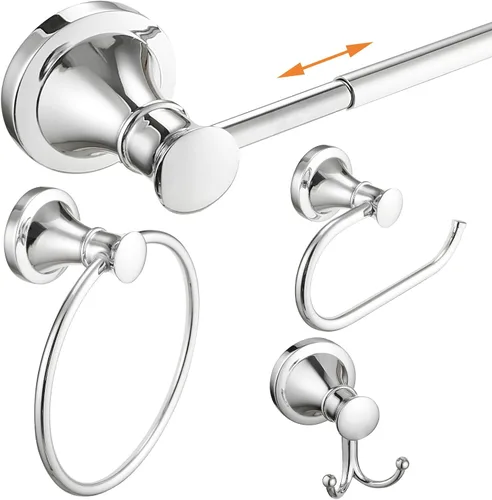 Miniatura 11 de Hoimpro Juego de Accesorios de Baño de Bronce Frotado con Aceite, Conjunto de 4 Piezas de Herrajes de Montaje en Pared con Barra Portatollas Bronce