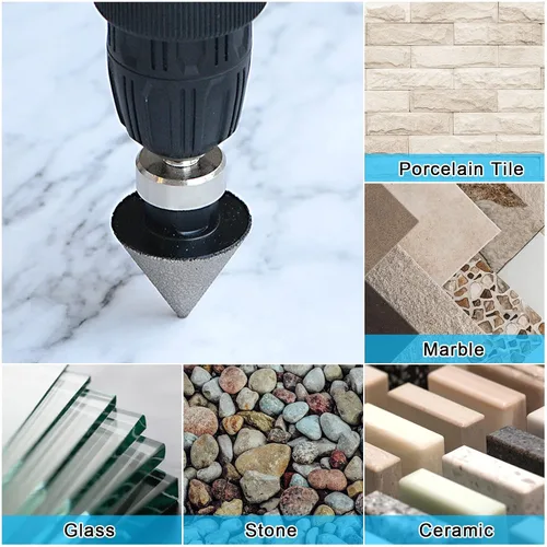 Miniatura 5 de HARFINGTON Brocas biseladoras de diamante de 1.38 pulgadas de diámetro, 5/8-11 roscas con adaptador, broca avellanadora para ampliar agujeros