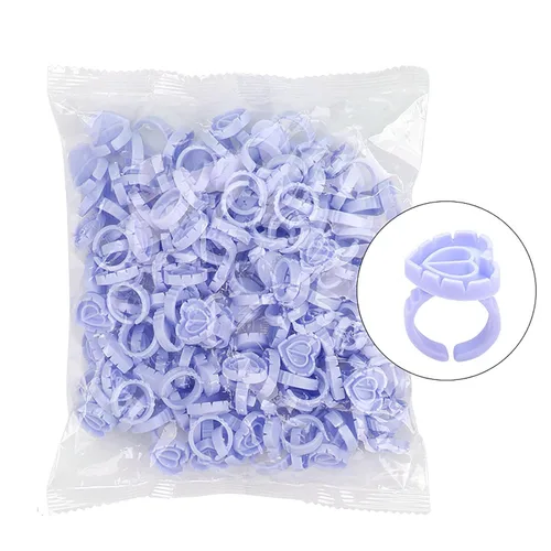 Miniatura 8 de Anillos de pegamento para extensión de pestañas, 300 unidades, anillos de pegamento de pestañas, anillo de pegamento de corazón encantador, soporte