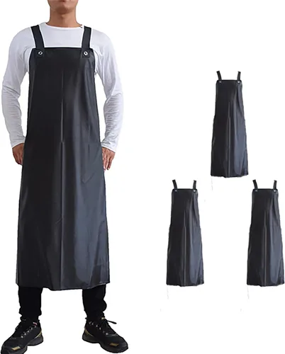 Miniatura 9 de Delantal impermeable de vinilo de goma, 43' para lavavajillas/cocina, resistente a químicos MD006-Negrorojo Rojo- negro