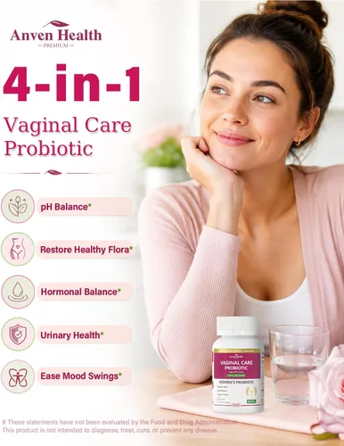 Miniatura 4 de Probióticos vaginales para mujeres, equilibrio de pH y apoyo de olores saludables con lactobacillus, prebióticos y arándanos, 60 mil millones