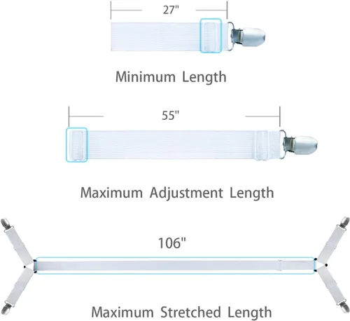 Miniatura 2 de Correas de sábana/soportes para sábanas ajustables para esquinas, mantén tus sábanas firmes y apretadas con coleteros de cama de primera calidad