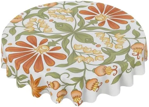 Mantel de tela a prueba de derrames para interiores y exteriores, mantel para mesas redondas, pícnic y patio (flores de fantasía, 60 pulgadas)