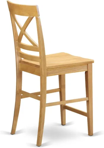 Miniatura 4 de East West Furniture QUS-OAK-W Quincy - Taburete de bar de altura para mostrador, sillas de madera de altura de pub, juego de 2, roble Qus-roble-w