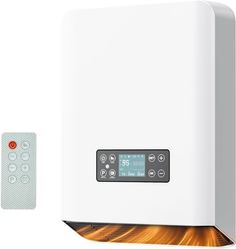 Calentador eléctrico montado en la pared, calentador de espacio interior PTC de 1500 W con control remoto, termostato ajustable, calentador de pared