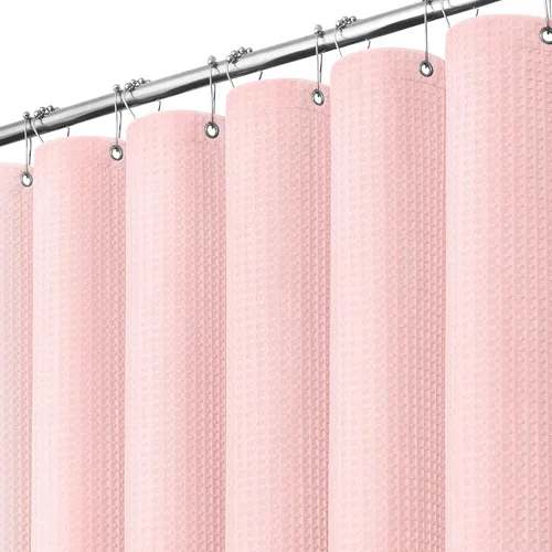 Miniatura 25 de Dynamene Cortina de ducha de tela beige – Cortinas de ducha de tela resistente con textura de gofre para baño, 256 GSM, juego de cortina de baño