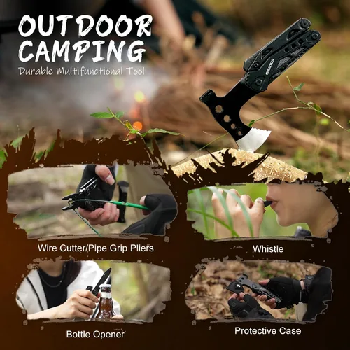 Miniatura 5 de Accesorios de multiherramienta para acampar, rellenos de calcetines para hombres 16 en 1 Multiherramienta Equipo de supervivencia con hacha