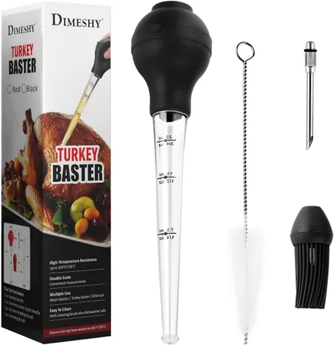 DIMESHY Baster de Pavo de Grado Alimentario para Cocinar y Untar, Bombilla Redonda Desmontable, Baster para Cocinar Bueno para Carne de Aves de