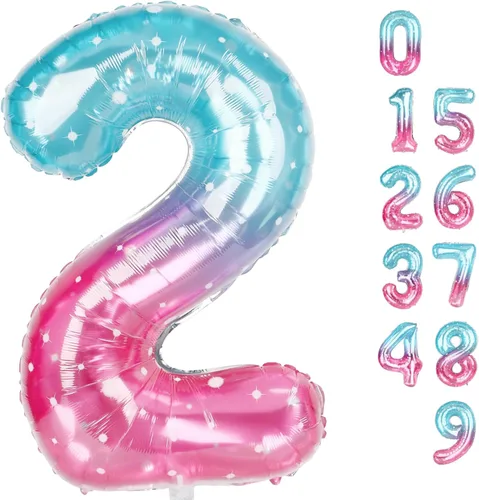 Miniatura 308 de Globos de números de 5 globos de 40 pulgadas, decoraciones de cumpleaños azules para niños y niñas, globos de números azul marino grandes
