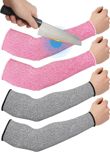 Miniatura 8 de Geyoga 2 pares de mangas protectoras de brazo para piel delgada y moretones, mangas protectoras resistentes a cortes para hombres y mujeres, Negro