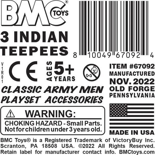 Miniatura 5 de BMC Classic Plains Indian Teepees - Juego de 3 piezas de plástico occidental marrón Accesorios