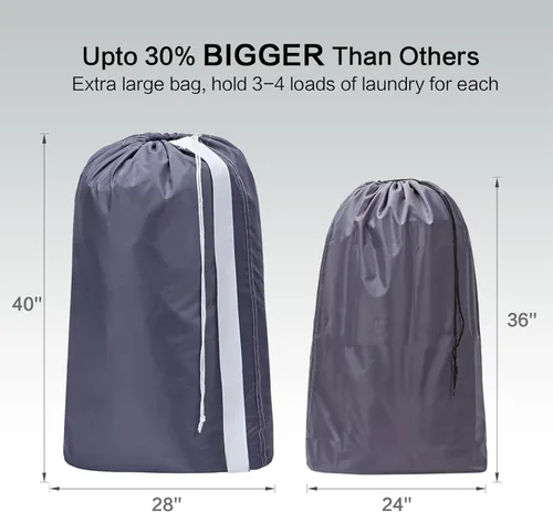 Miniatura 3 de HOMEST Bolsa de Lavandería de Nylon XL con Correa, Organizador Grande de Ropa Sucia, Se Ajusta Fácilmente a un Cesto o Canasta de Ropa, Puede