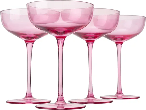 Miniatura 7 de Juego de 4 copas de champán azul océano, copas de Martini y cóctel de cristal de alta calidad de 7 onzas, cristalería tintada elegante